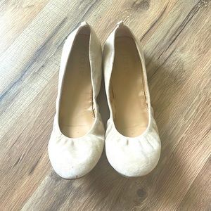 J. Crew tan leather/suede flats. Size 8.5. Gently used.